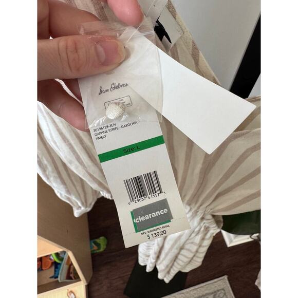 Sam Edelman Emely Mini Cutout Dress Striped Linen Blend NWT - Picture 3 of 5